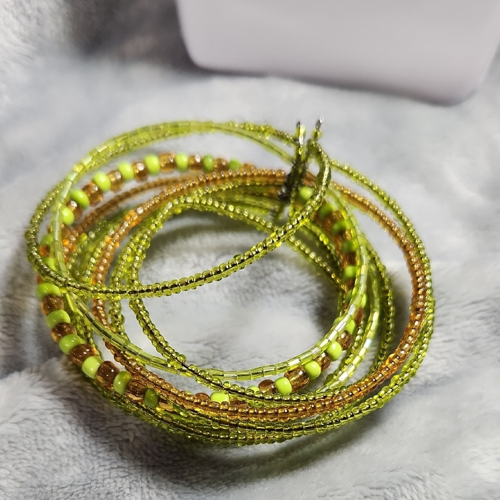 Handmade Green and Brown Beaded Bracelets